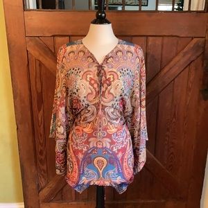 Roberto Cavelli kaftan top or mini dress paisley small Super Chic ! Perfect !